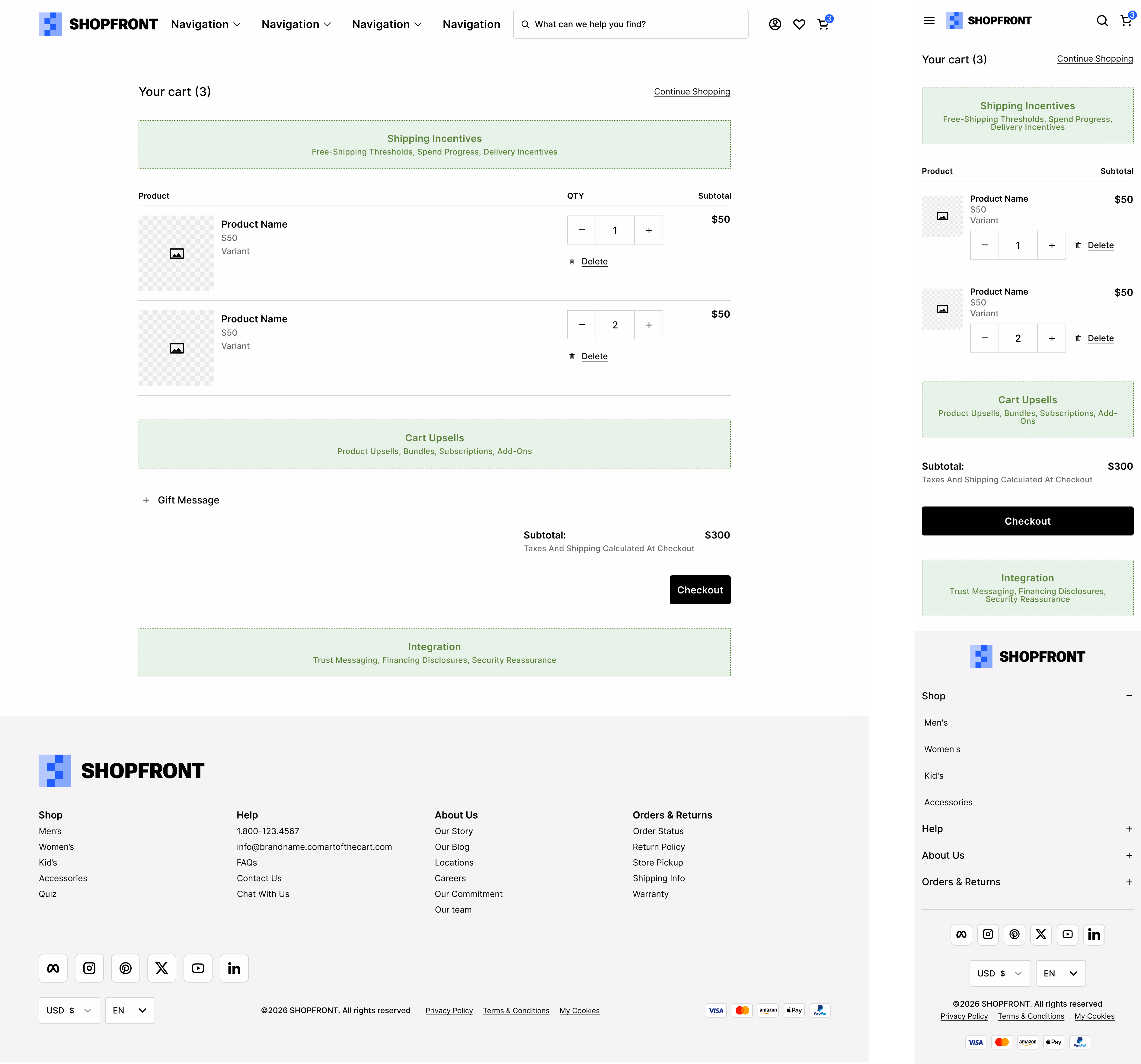 ShopFront checkout pages